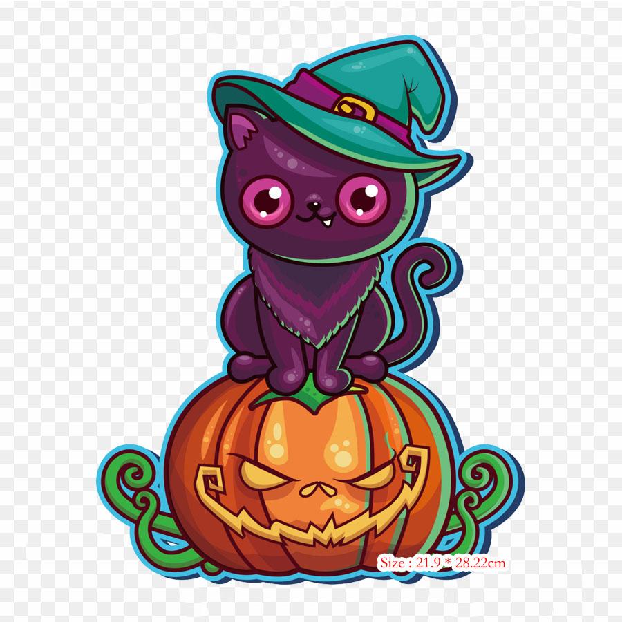 Black Cat Cat Iron On Heat Transfer Printing Vinyl Patches Sticker for Clothes DIY Appliques Washable Patches