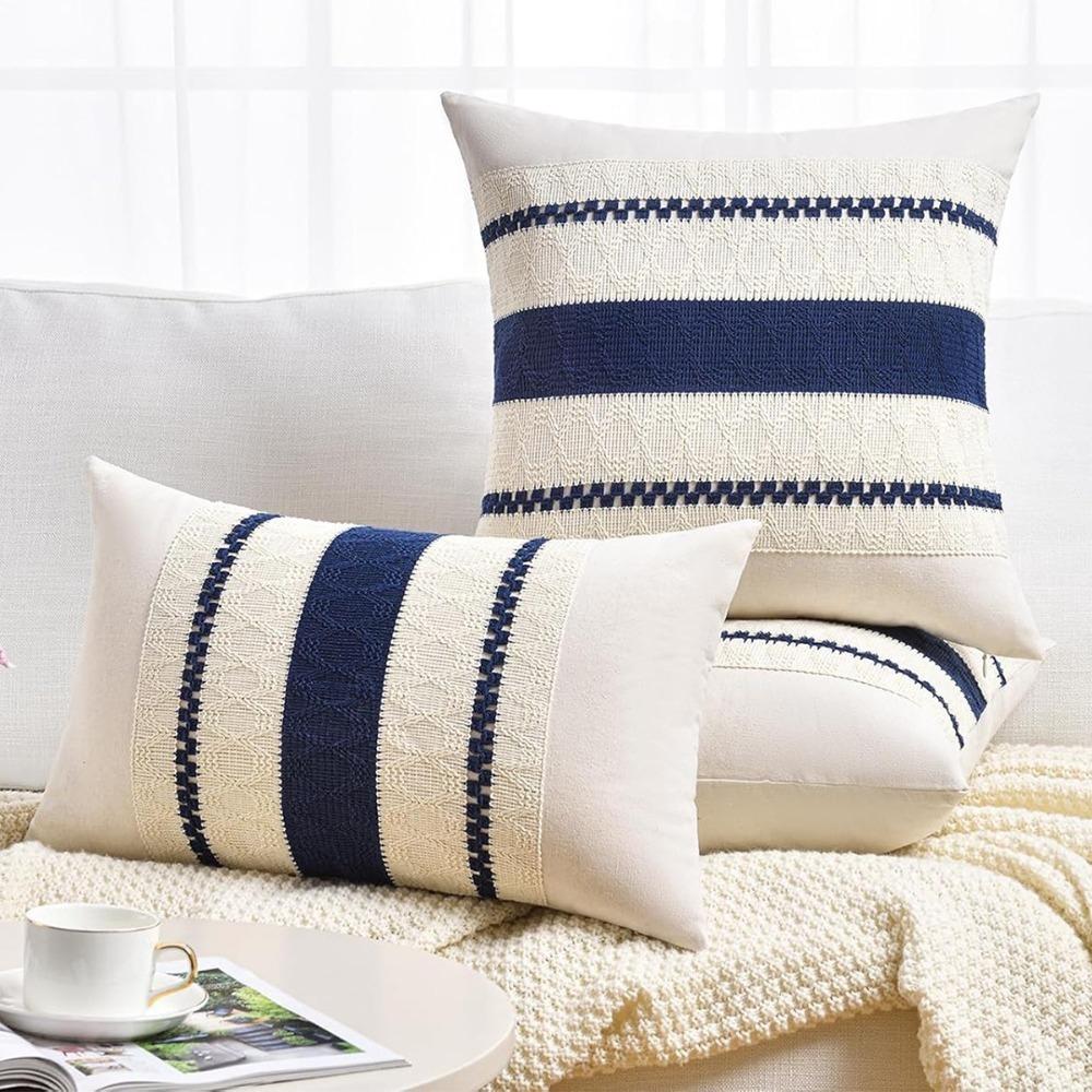 Хлопково-льняная наволочка для поясничной подушки в стиле бохо, новая наволочка, декоративная наволочка, декор для фермерского дома