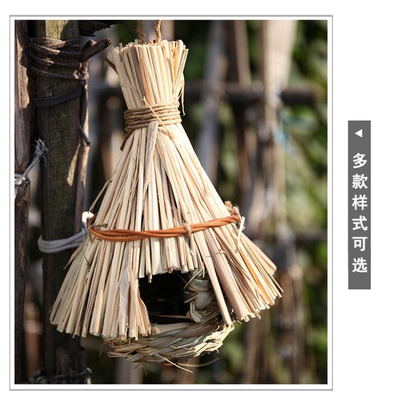 Handmade Woven Bird Nest Small Birds Natural Rush Grass Outdoor Birdhouse Decor Garden Preschool Craft