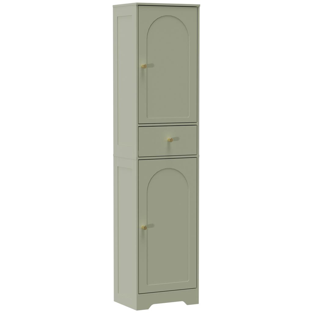 Tall Bathroom Cabinet with Arched Doors - Light Green