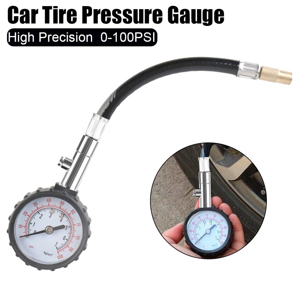 Car Tire Pressure Gauge Monitor for Auto Motorcycle Monitoring System Long Tube Meter High Precision Tyre Air Tester 0-100PSI