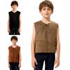 Kids Medieval Renaissance Costume V Neck Sleeveless Front Lace Up Closure Split Vest Pirate Gothic Steampunk