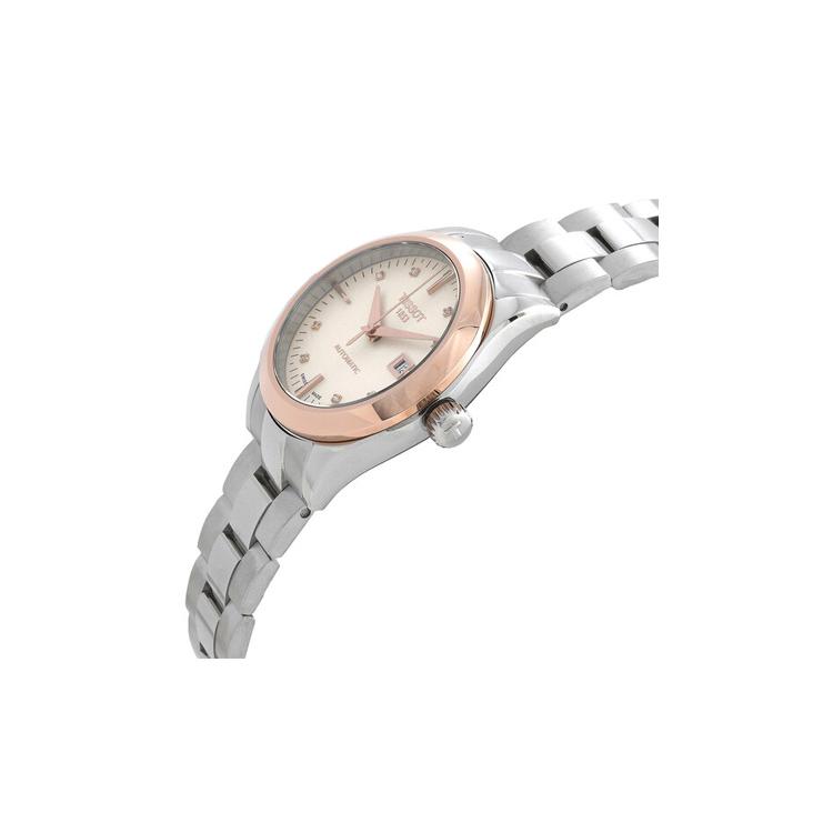 Tissot Женские часы Mingyuan Collection с автоматическим механическим механизмом, 29 мм, золотой циферблат, корпус из нержавеющей стали T930.007.41.266.00