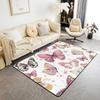 Pink Butterfly Large Area Rug 5x7 Hand Drawn Watercolor Living Room Rug | Cartoon Moth Wings Rugs for Bedroom, Rustic Butterfly Chic Nature