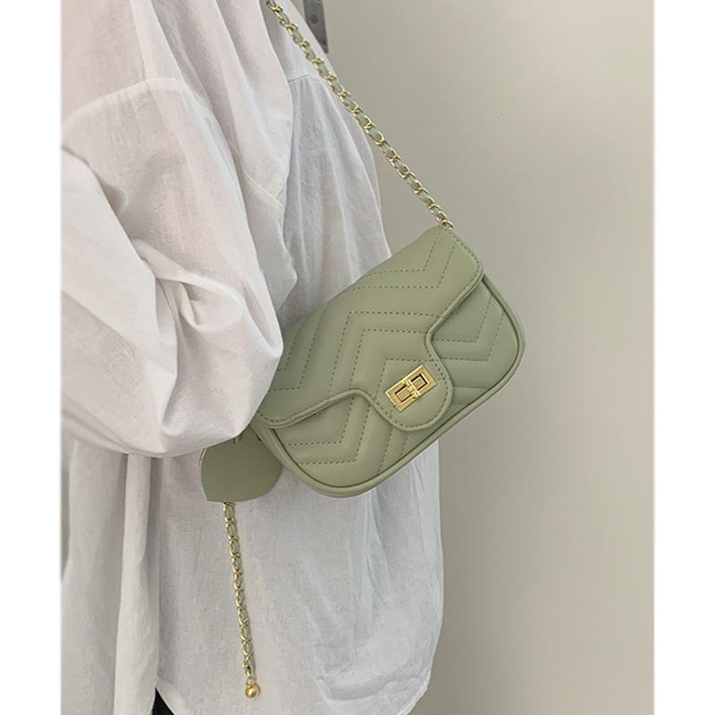 Small Fragrance Style Women's Bag Summer New Style Small Fresh Green Diamond Chain Bag Trendy and Versatile Small Square Bag Women