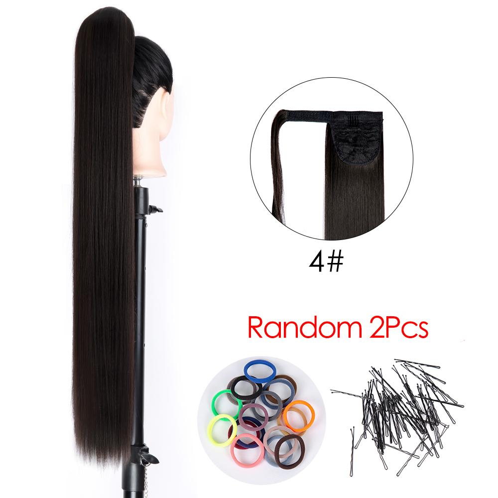 85 см 33 дюйма длинный хвостик шиньоны для женщин прически прямой синтетический искусственный хвост обертывание вокруг зажима в конском хвосте