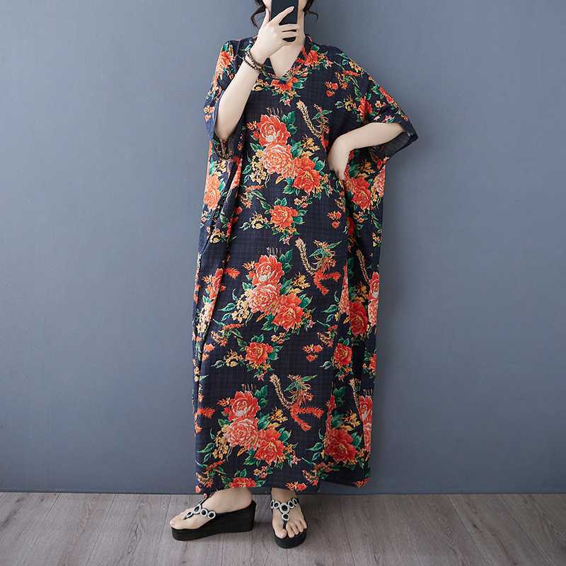 Летнее цветное дорожное платье с V-образным вырезом в стиле ретро, длинная юбка, хлопок-лен