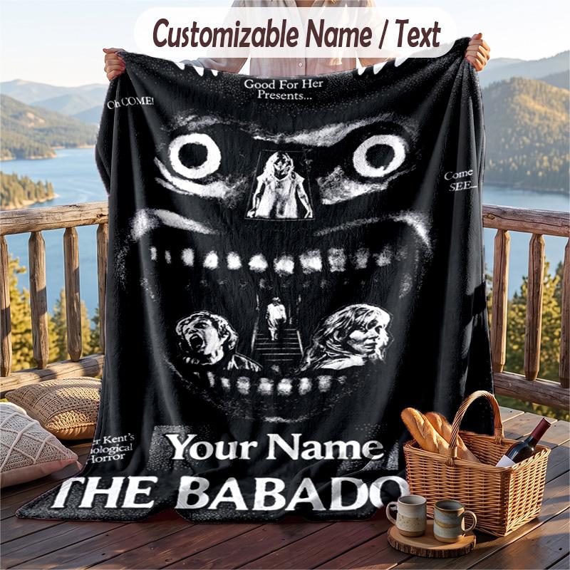 Custom Text Flannel Throw Blanket, Lightweight Cozy Bed Sofa BlanketThe Babadook