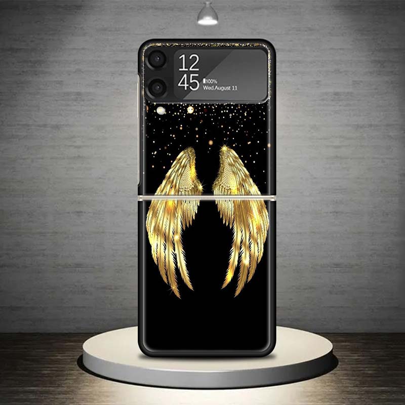 Чехол для телефона 'Ангельские Крылья Перо' для Samsung Galaxy Z Flip 7 6 5 4 3 5G Ударопрочный Чехол Z Flip7 Flip6 ZFlip5 Flip3 Flip4 Роскошный S
