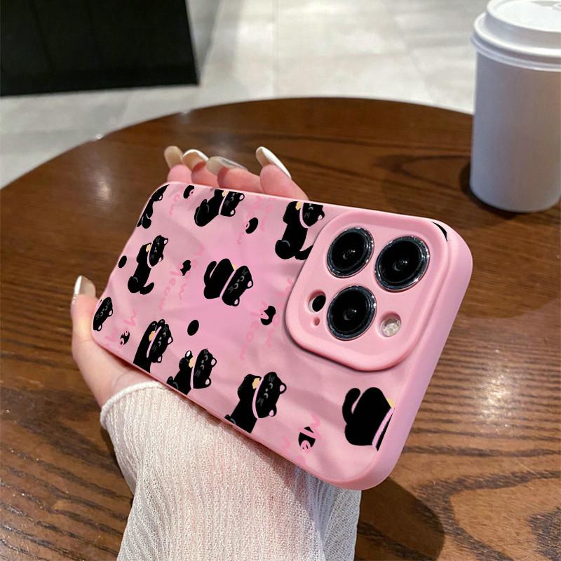 Поверхность морщин и неровностей чехол для мобильного телефона милый кот напечатан защитный матовый чехол TPU мягкий силиконовый чехол