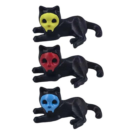 Подставка для ручек в виде кота, 3D-печать, украшение в виде черного кота, фигурка кота со съемной маской-черепом для дома, офисного стола, украшение на Хэллоуин