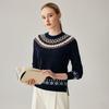 Женский плотный свитерок из кашемира с косами и узором Fair Isle