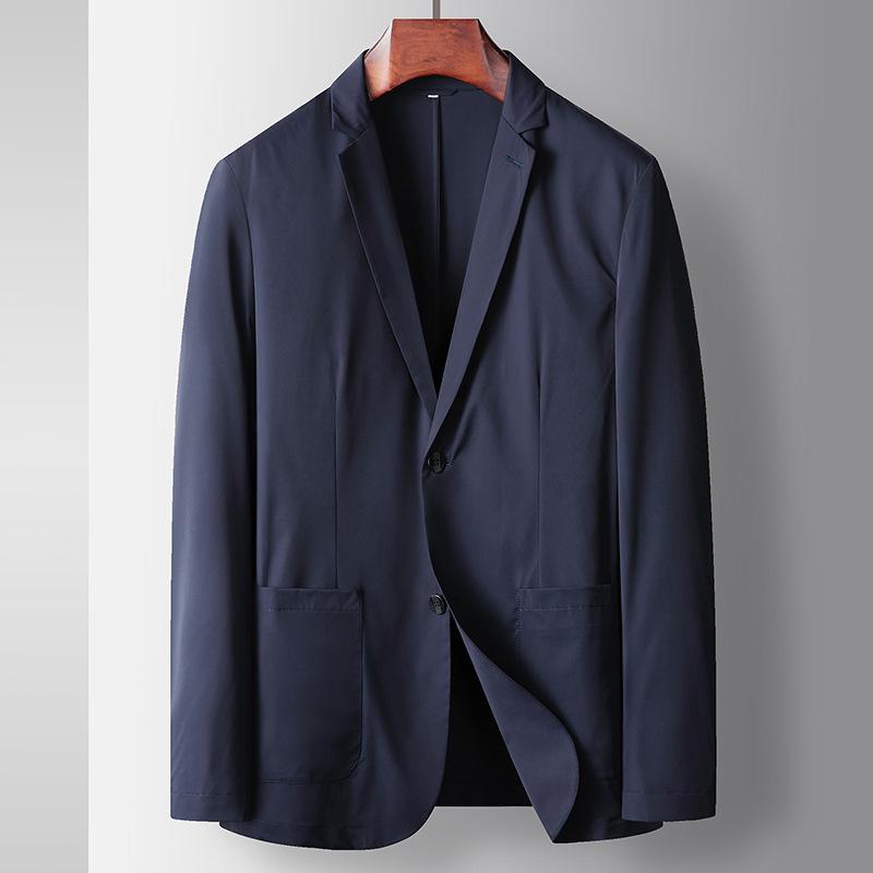 Men's Casual Suit Spring and Summer Thin Non-ironing Single-west Solid Color Light Luxury Milk Silk Middle-aged and Young People Convenient Jacket