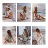 Diy 5d полная алмазная живопись мультфильм вышивка квадратная круглая дрель приморский пляж девушка мозаика вышивка крестом ручная работа искусство хобби