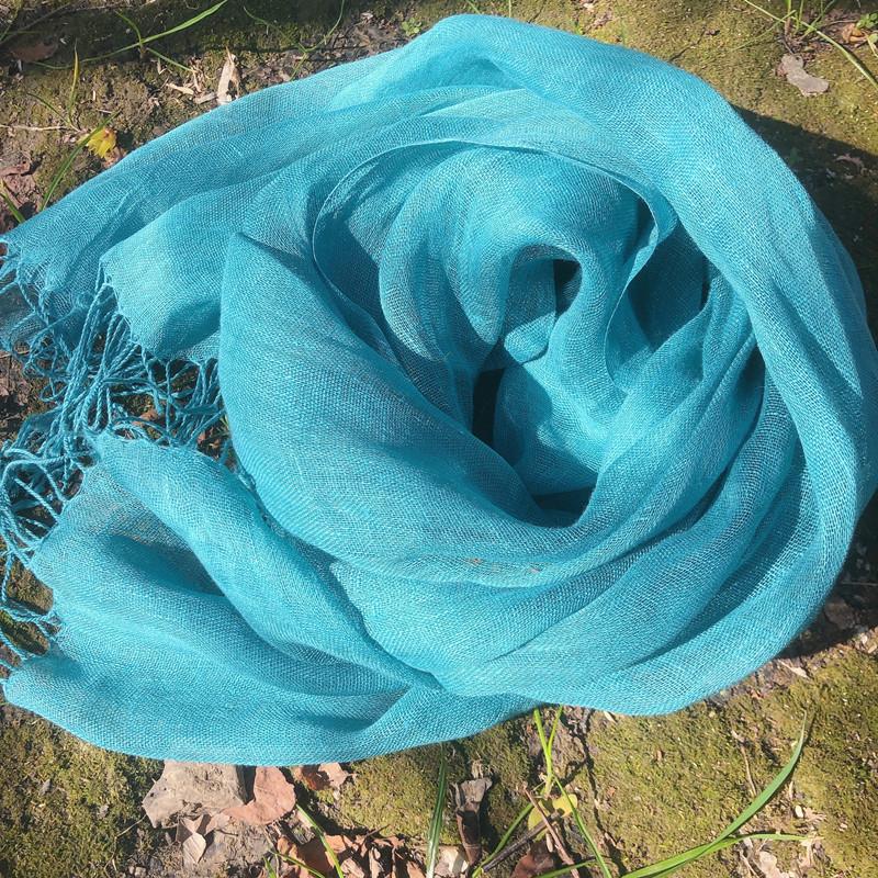 Export To Japan, Linen Solid Color Scarf, Fashionable Avocado Color