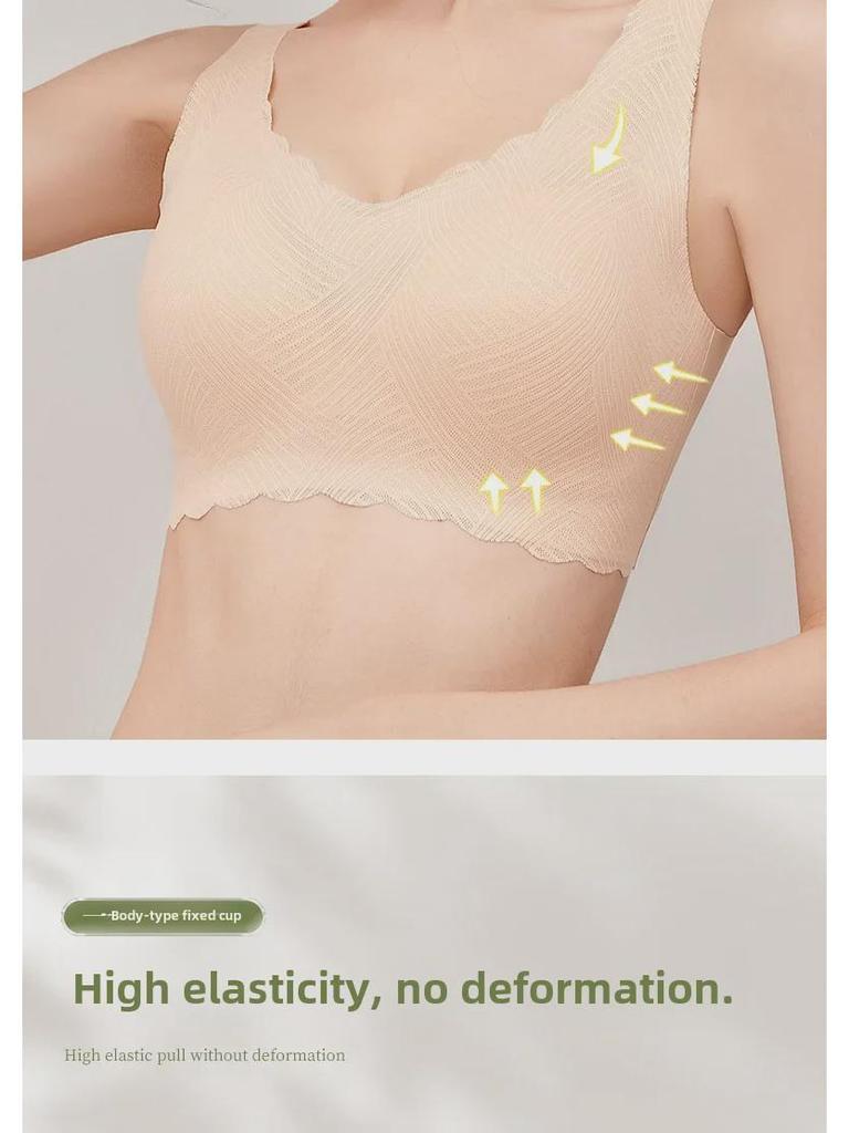 Women's Large Size Wireless Sports Bra: Minimizes Bust, Smooths Sides, Fixed One-Cup Vest Design