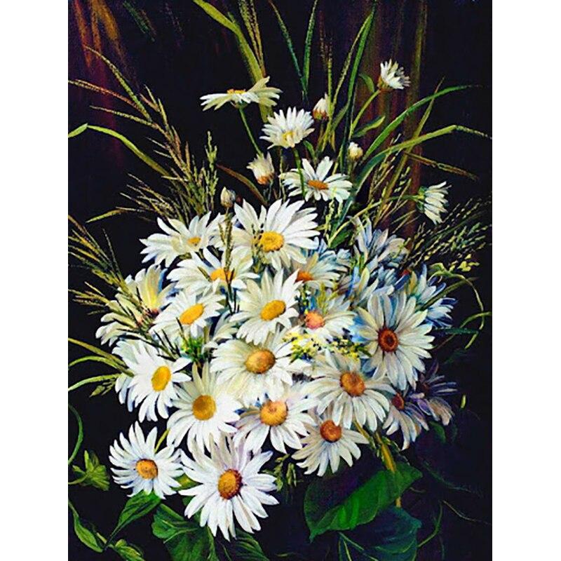 5D DIY Алмазная картина Свежий цветок Алмазная вышивка Цветочная сцена Вышивка крестом Полный круглый дрель Домашний декор Ручной подарок