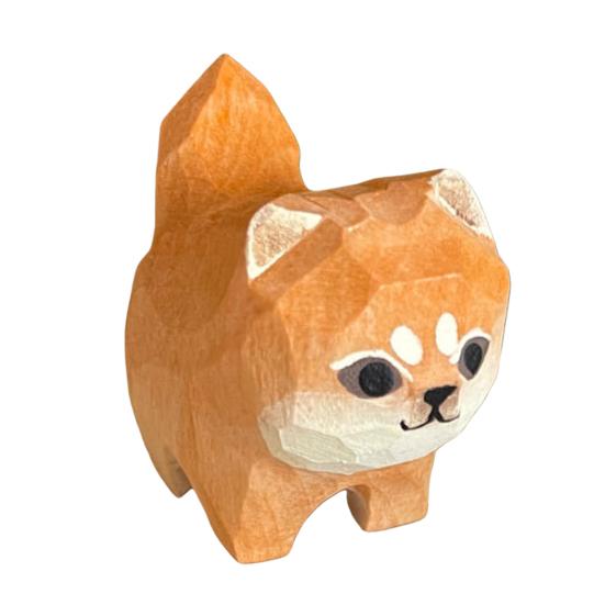 Деревянная резная фигурка собаки кошки, ручная резьба по дереву, небольшая статуэтка животного, скульптура для домашнего офиса, рабочего стола