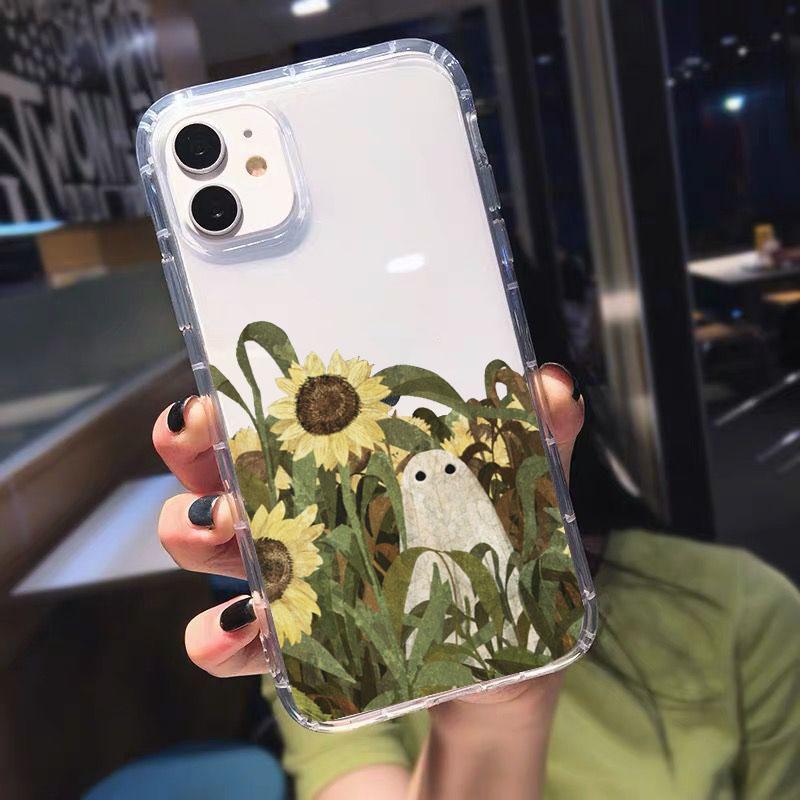 Soft TPU Clear Shockproof Phone Case for IPhone 11 12 13 14 Mini Pro Max XR X XS 8 7 6 6S Plus SE 2020 Cute Ghost Cover Bag