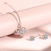 Ожерелье-сердце для 5A Ожерелье и серьги Металл розового серебра Популярные украшения [Свободная птица] Женщины, Цирконий, Набор, Золото, Сердце, 925, Аллергия, День рождения,