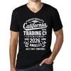 Мужская винтажная футболка Футболка с рисунком V-образным вырезом California Trading 2026 Deep Black White Text