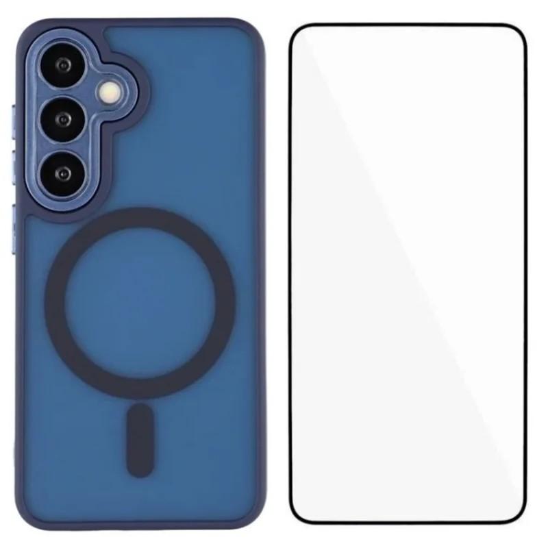 Чехол для Samsung Galaxy S25 FE, совместимый с MagSafe, WANLONFENG Серия QB Чехол для телефона из ПК и ТПУ с защитной пленкой