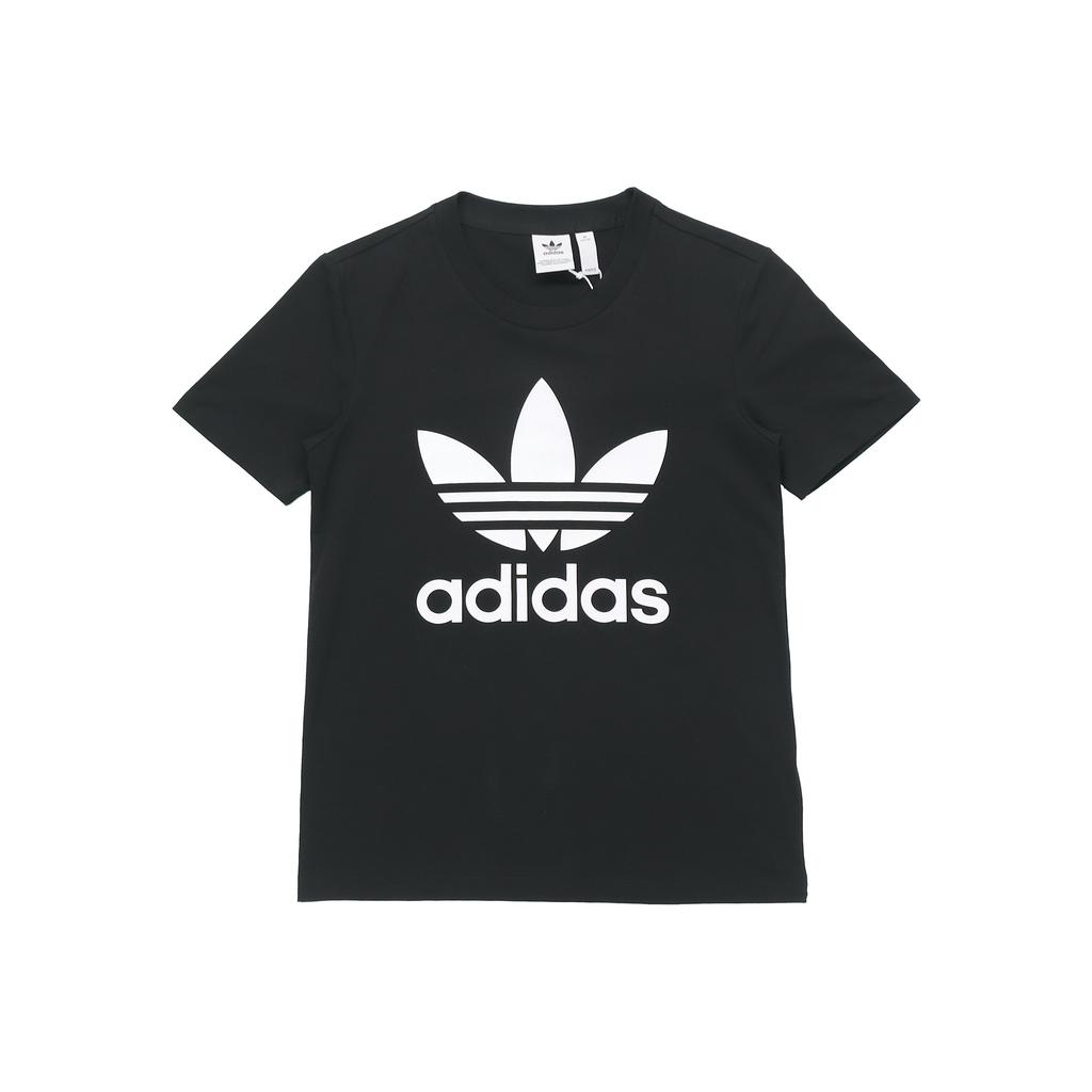adidas Оригинальная футболка Trefoil Color Block с принтом логотипа Спортивная Американский Винтаж Круглый вырез Короткий рукав Футболка Женские Топы Черный FM3311