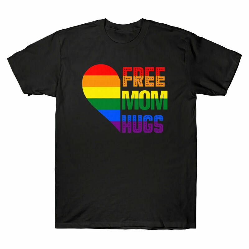 Lgbt Free Hugs Pride Mom White T Shirts Cotton Shirt Black Rainbow Shirt Tee