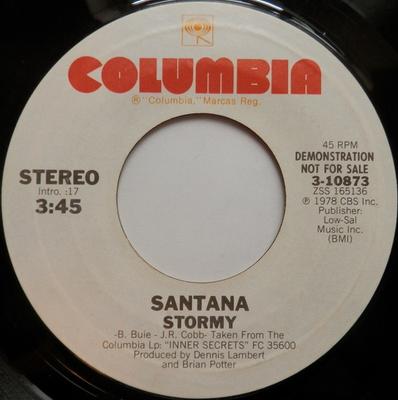 7-дюймовая пластинка SANTANA - Stormy 310873 Columbia 1978 США Рок Б/У