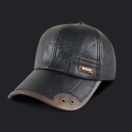 Осенне-зимняя бейсболка из искусственной кожи, дышащая, с металлическими люверсами, дизайн color-blocking, универсальный повседневный стиль, бейсболка