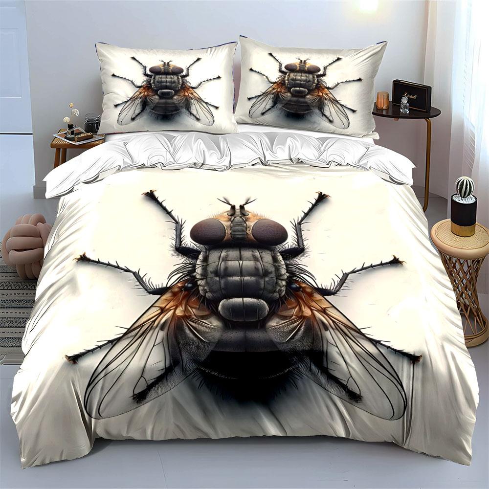 Realistic Detailed Fly Artwork Bedding Duvet Cover Set (1*Duvet Cover 2*Pillowcases, without duvet insert)