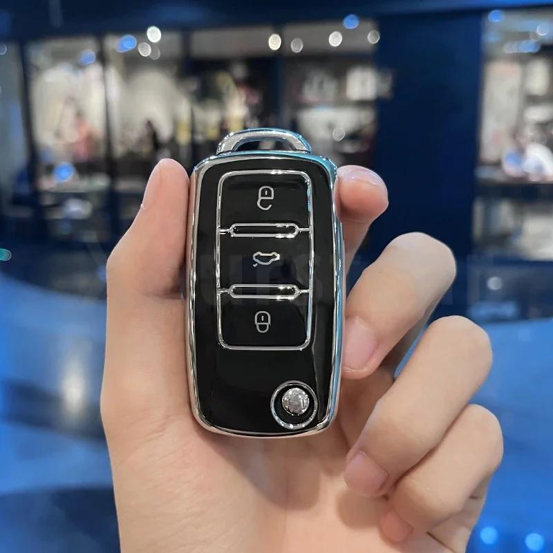 ТПУ чехол для Volkswagen Vw Passat Tiguan Beetle Polo Golf Caddy T5 Up Eos Skoda Octavia Seat Leon Altea Автомобильный чехол-книжка для ключа