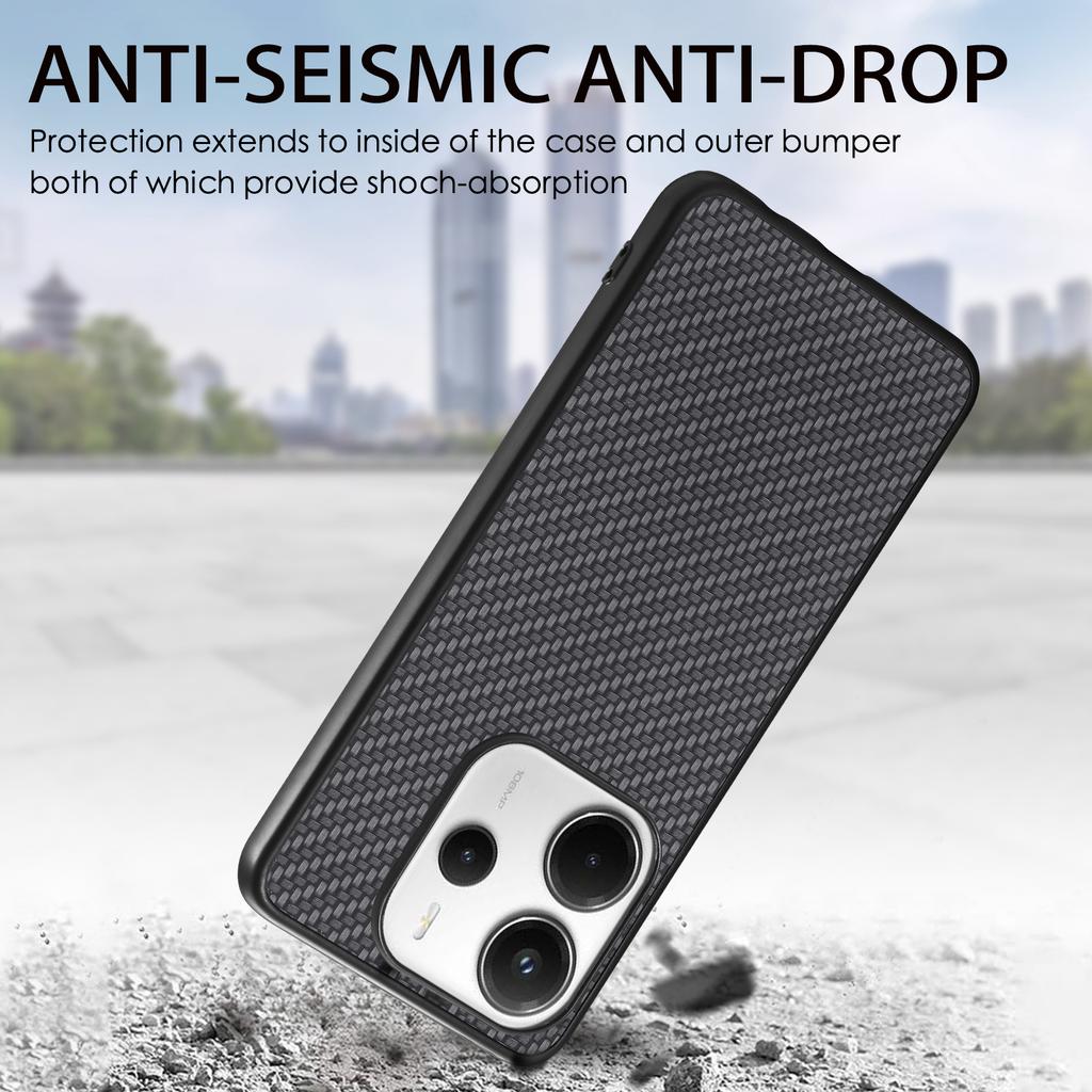 Для Xiaomi Redmi Note 14 5G чехол с текстурой из углеродного волокна PU+PC+TPU задняя крышка телефона