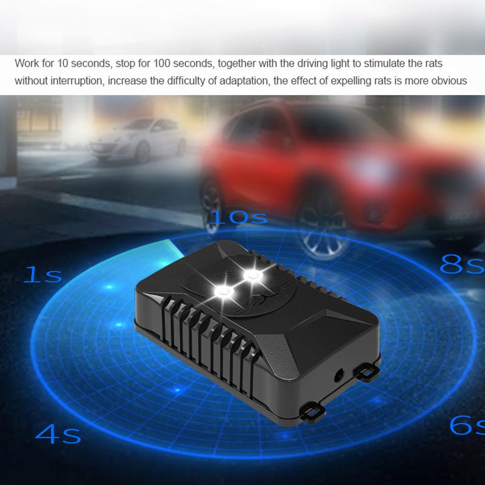 Автомобильный отпугиватель животных под капот, отпугиватель грызунов, крыс, мышей, сдерживающее устройство со светодиодной стробоскопической лампой для багажника автомобиля