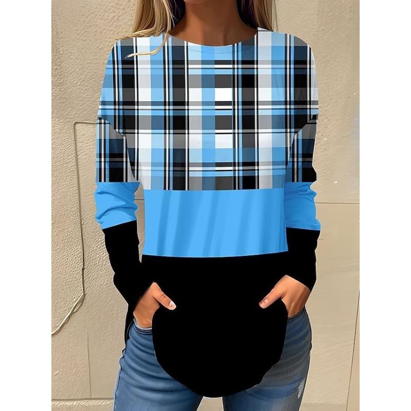 Женская футболка с круглым вырезом и длинными рукавами, модная повседневная футболка больших размеров для женщин