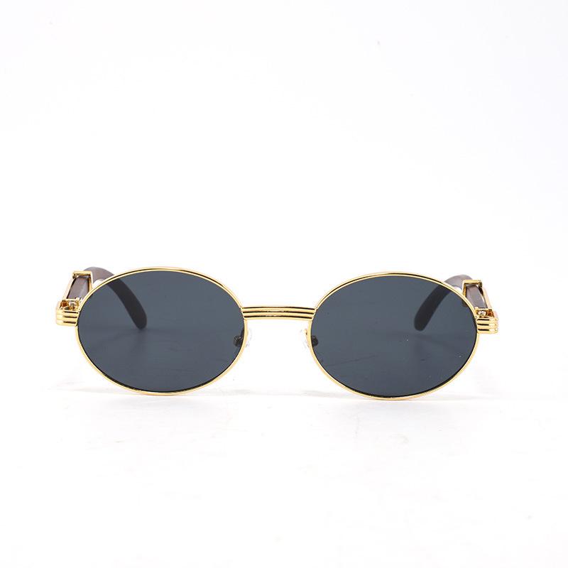 Vintage Oval Sunglasses Oval Frame Sunglasses Metal Sunglasses Literary Sunshades