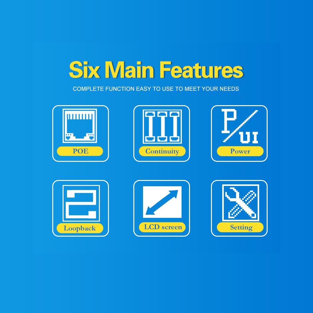 Multi-functional LCD Network Cable Tester PoE Checker Inline PoE Voltage and Current Tester with