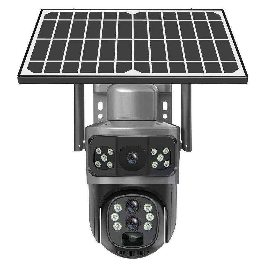 V380 4G Solar Camera with Dual-View, Triple-Lens, 10x Zoom, Low-Power, Wireless Bullet Ball Monitor
