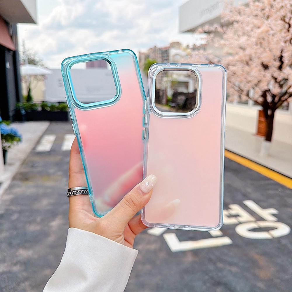 KEYSION Модный лазерный градиентный цветной чехол для телефона для Xiaomi 14T 14T Pro 5G, мягкий ударопрочный задний чехол из ТПУ+ПК для Xiaomi 14T 5G