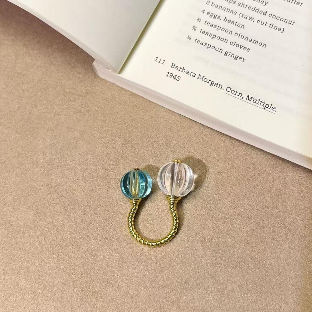 Dopamine Crystal Pumpkin Open Rings Versatile Jewelry Gifts Trendy Hand Decoration for Women