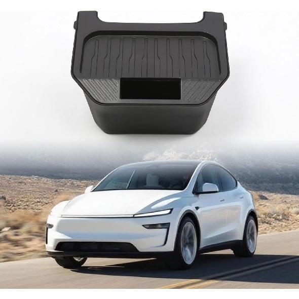 Rear Center Console Trash Can Garbage Bin For Tesla Model Y Juniper 2025 2026, Anti-Slip & Durable Under Seat Storage Box Organizer With Lid Cover
