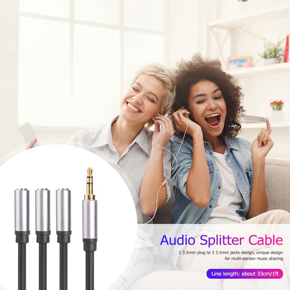 3.5mm Gold Plated TRS Plug to 3x 1/8 3.5mm Jack Audio Adapter Splitter Cable 1ftGood product