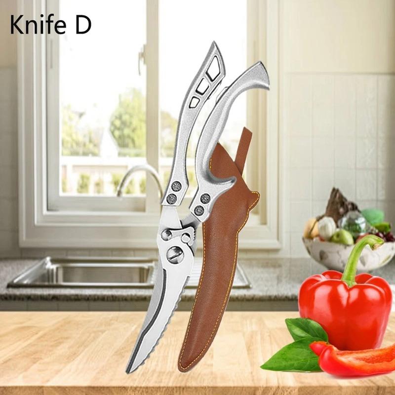 WXCOO Cooking Kitchen Knife Handmade Butcher Knife Meat Cutter with Cover Fruit Slicer Utility Knife Boning Scissor Forged