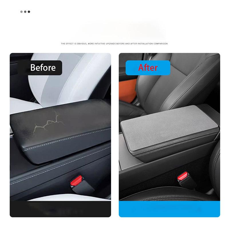 Suede Armrest Box Pad For Tesla's Model 3 Highland 2024-2026 Model Y Juniper 25-26 protective cover central anti slip cover