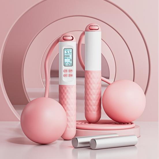 Skipping Rope with Counter Cordless Weighted Jump Rope with Ball Adjustable Length Fitness Smart Skipping Rope Exercise Equipment