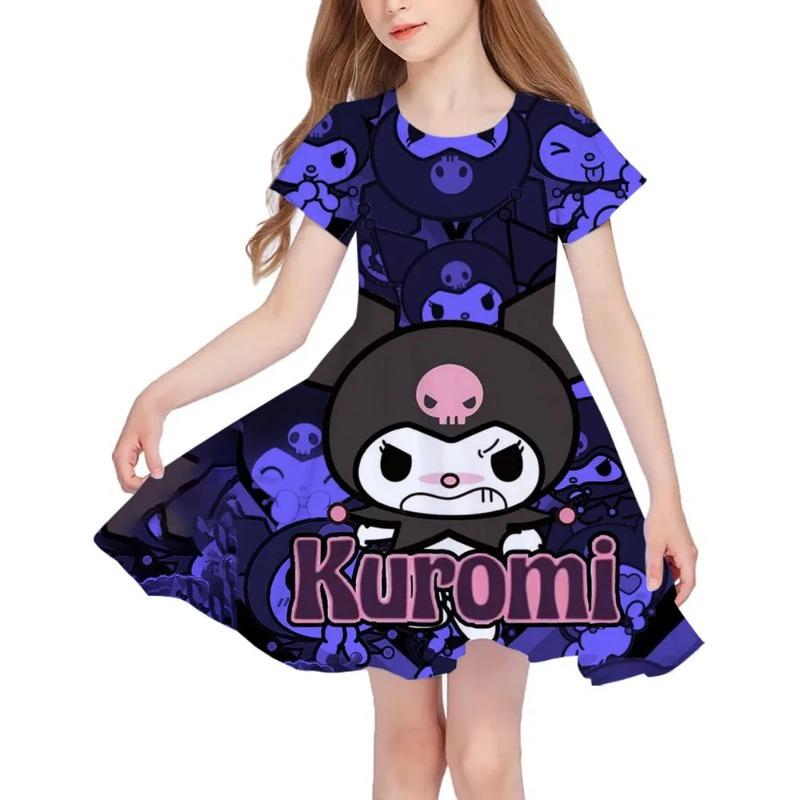 Летнее Новое Платье для Девочек с Коротким Рукавом Hello Kitty 3D Принт Детская Юбка-Рыбка Повседневное