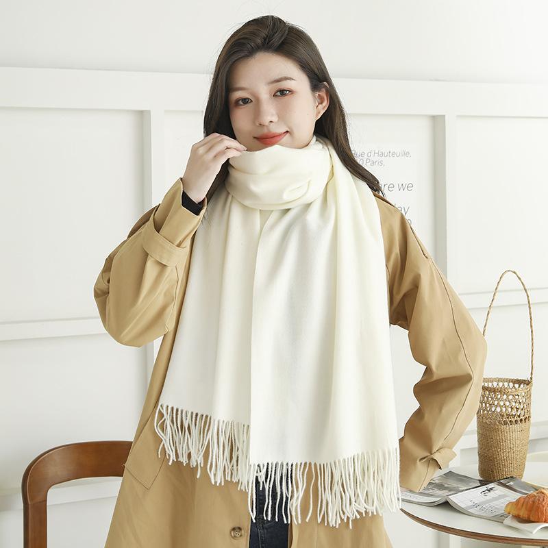 Women'S Thick Warm Solid Color Scarf Autumn And Winter New Style Cashmere Scarf Versatile Wool Scarf