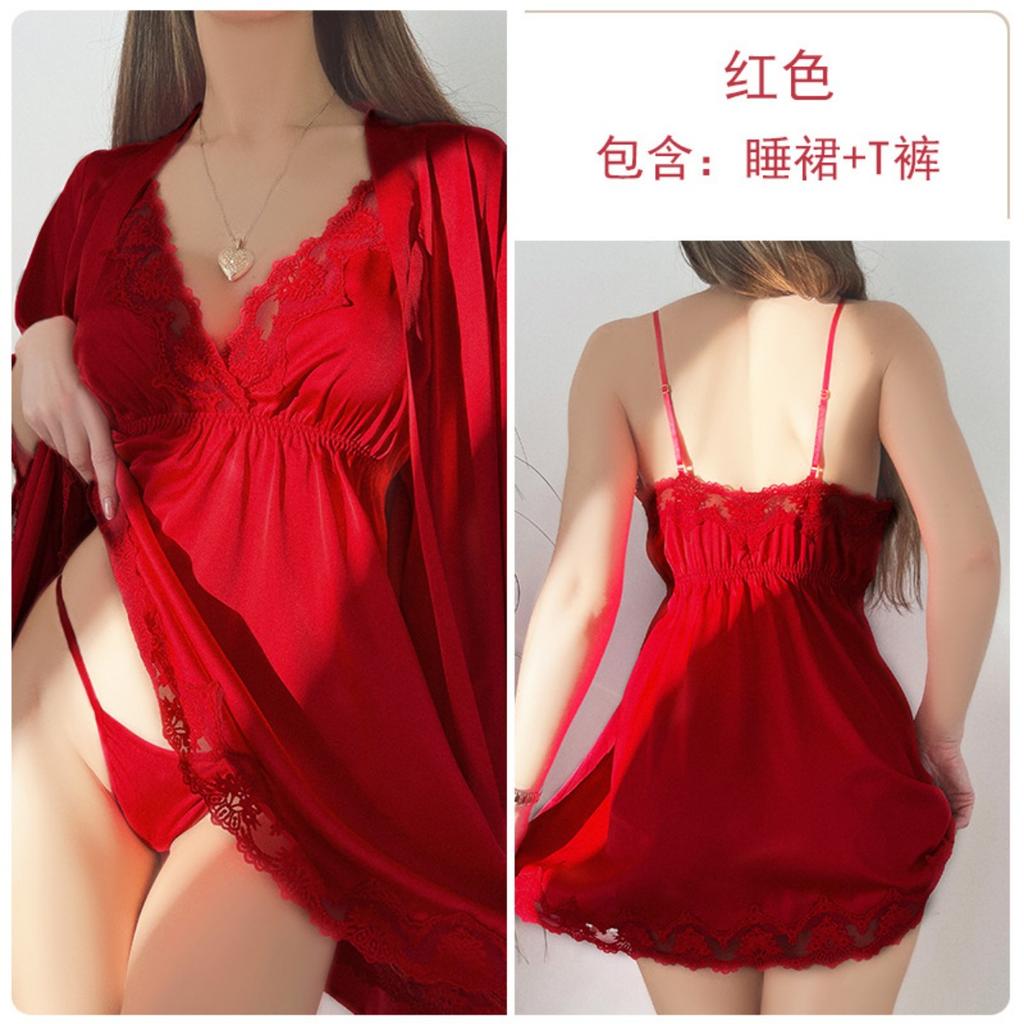 Сексуальный кружевной соблазнительный глубокий V-образный вырез, однотонный халат на бретелях, ночная рубашка, комплект домашней одежды