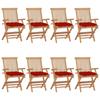 Day and Night - Day and Night Garden Chairs 8 Units Solid Teak Wood with Red Cushions