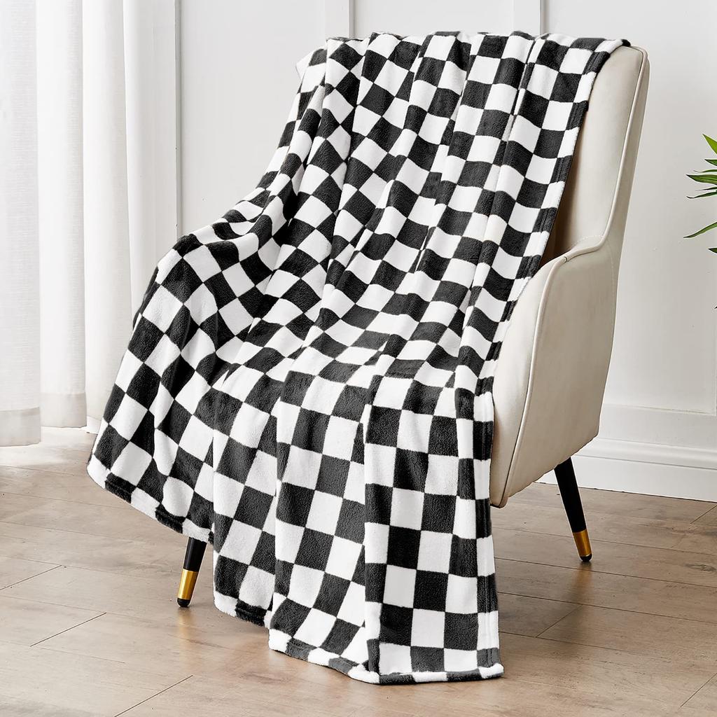 Black And White Checked Blanket Flannel Soft Comfortable Home Blanket Baby Blanket Birthday Holiday Gift